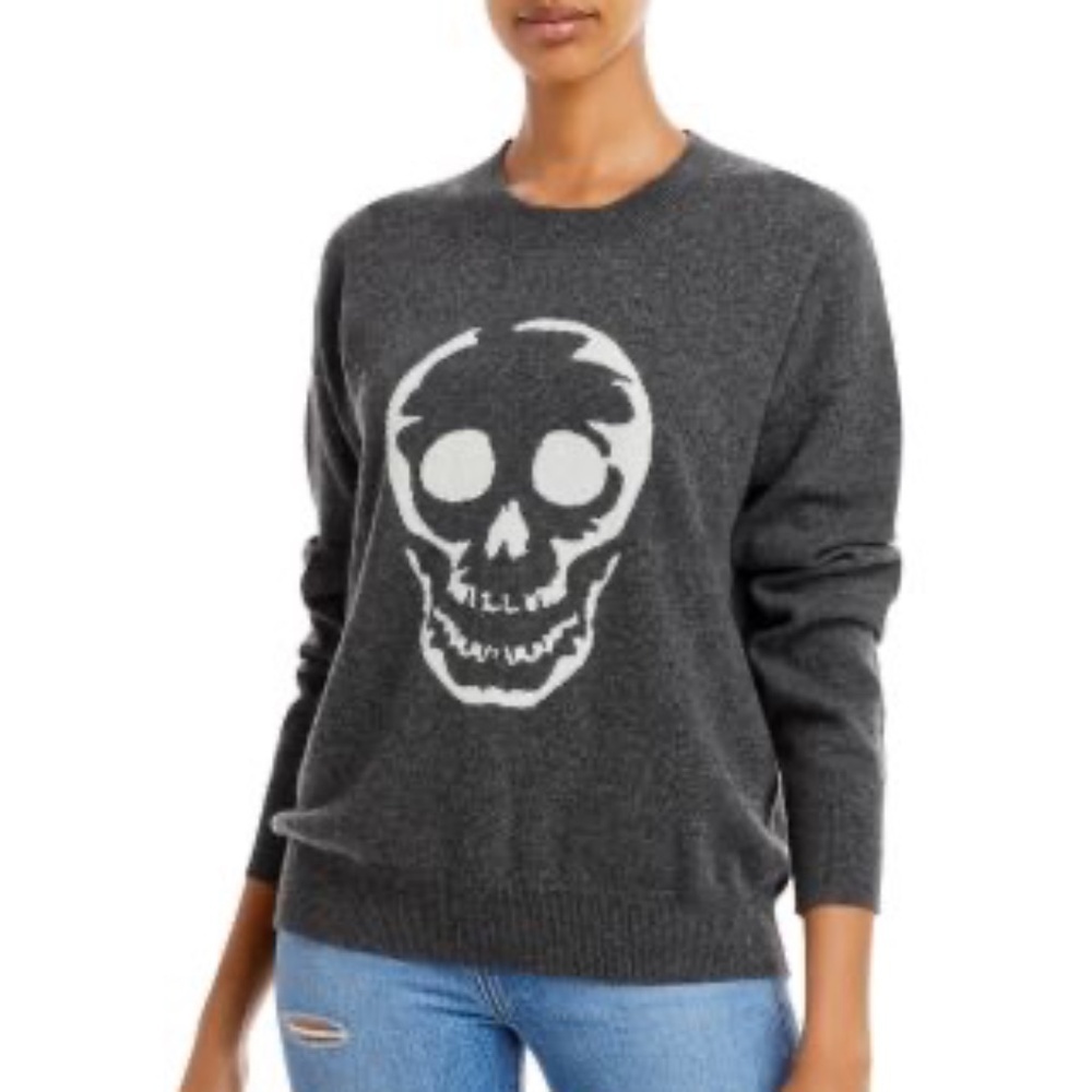 Aqua Skull Intarsia Cashmere Sweater XS